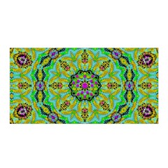 Golden Star Mandala In Fantasy Cartoon Style Satin Wrap by pepitasart