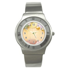 Sea Shell Pattern Stainless Steel Watch by paulaoliveiradesign