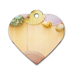 Sea Shell Pattern Dog Tag Heart (two Sides) by paulaoliveiradesign