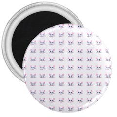 Pink Cute Cat Pattern 3  Magnets by paulaoliveiradesign