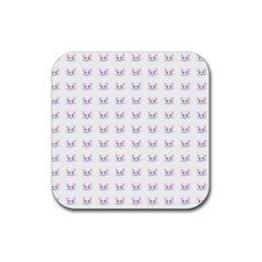 Pink Cute Cat Pattern Rubber Coaster (square) 