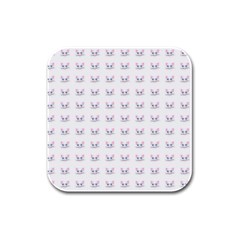 Pink Cute Cat Pattern Rubber Square Coaster (4 Pack) 