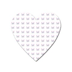 Pink Cute Cat Pattern Heart Magnet by paulaoliveiradesign