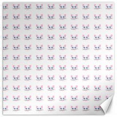 Pink Cute Cat Pattern Canvas 12  X 12   by paulaoliveiradesign