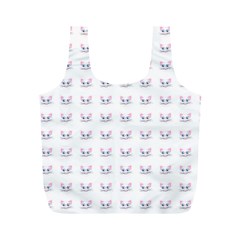 Pink Cute Cat Pattern Full Print Recycle Bags (m) 