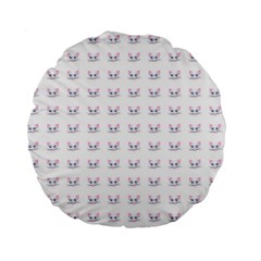 Pink Cute Cat Pattern Standard 15  Premium Flano Round Cushions