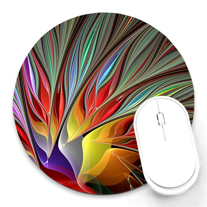 Fractal Bird Of Paradise Round Mousepads