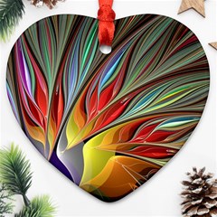 Fractal Bird Of Paradise Ornament (heart) by WolfepawFractals