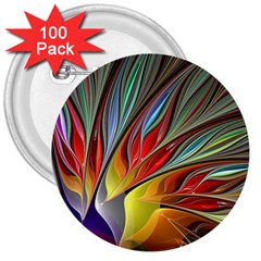 Fractal Bird Of Paradise 3  Buttons (100 Pack)  by WolfepawFractals