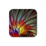 Fractal Bird Of Paradise Rubber Square Coaster (4 pack)  Front