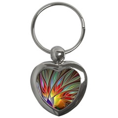 Fractal Bird Of Paradise Key Chains (heart)  by WolfepawFractals