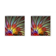 Fractal Bird Of Paradise Cufflinks (square)