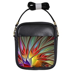 Fractal Bird Of Paradise Girls Sling Bags