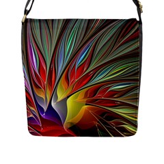 Fractal Bird Of Paradise Flap Messenger Bag (l)  by WolfepawFractals