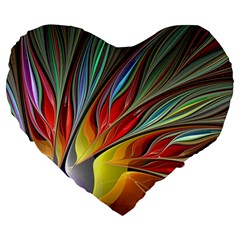 Fractal Bird Of Paradise Large 19  Premium Flano Heart Shape Cushions by WolfepawFractals