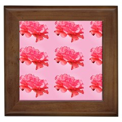 Pink Floral Pattern Framed Tiles by paulaoliveiradesign