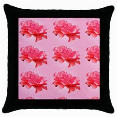 Pink Floral Pattern Throw Pillow Case (black) by paulaoliveiradesign