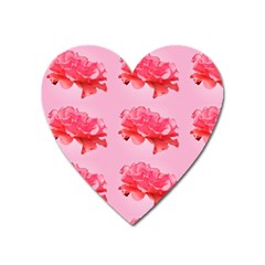 Pink Floral Pattern Heart Magnet by paulaoliveiradesign