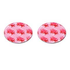 Pink Floral Pattern Cufflinks (oval)