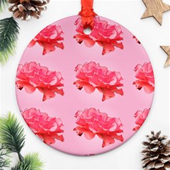 Pink Floral Pattern Round Ornament (two Sides) by paulaoliveiradesign