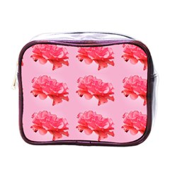 Pink Floral Pattern Mini Toiletries Bags by paulaoliveiradesign