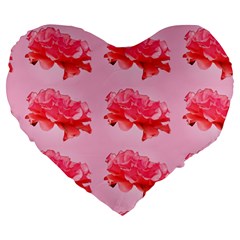 Pink Floral Pattern Large 19  Premium Flano Heart Shape Cushions