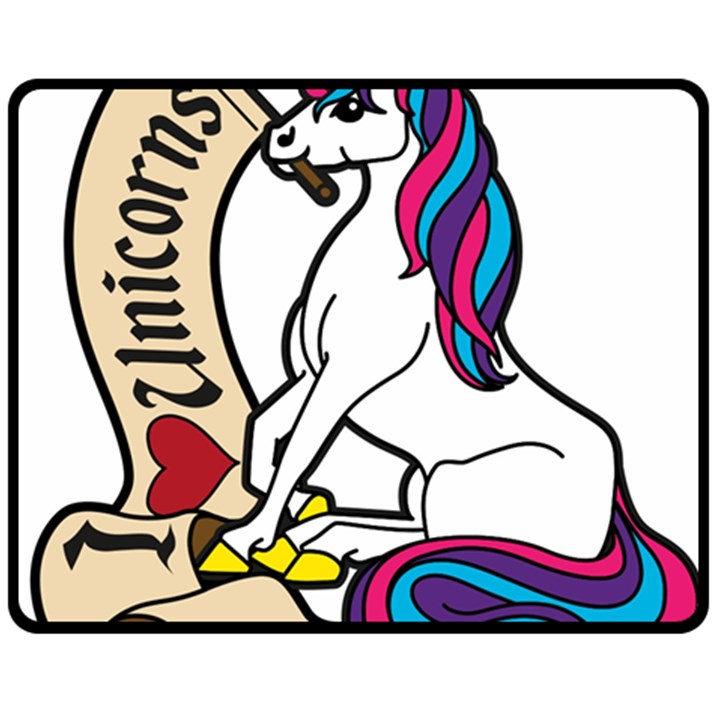 I Love Unicorn  Double Sided Fleece Blanket (Medium) 