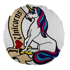 I Love Unicorn  Large 18  Premium Flano Round Cushions