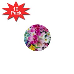 Colorful Flowers Patterns 1  Mini Buttons (10 Pack) 