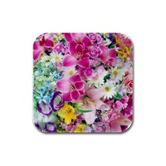 Colorful Flowers Patterns Rubber Square Coaster (4 Pack)  by BangZart