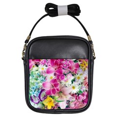 Colorful Flowers Patterns Girls Sling Bags by BangZart