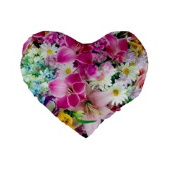 Colorful Flowers Patterns Standard 16  Premium Heart Shape Cushions by BangZart