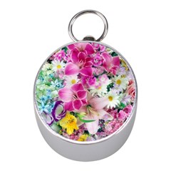 Colorful Flowers Patterns Mini Silver Compasses by BangZart