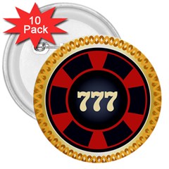 Casino Chip Clip Art 3  Buttons (10 Pack)  by BangZart