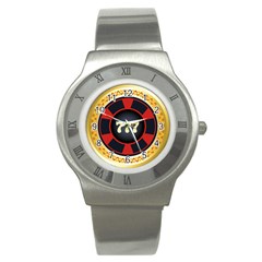 Casino Chip Clip Art Stainless Steel Watch by BangZart