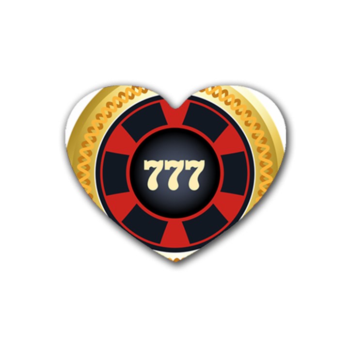 Casino Chip Clip Art Rubber Coaster (Heart) 