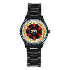 Casino Chip Clip Art Stainless Steel Round Watch by BangZart