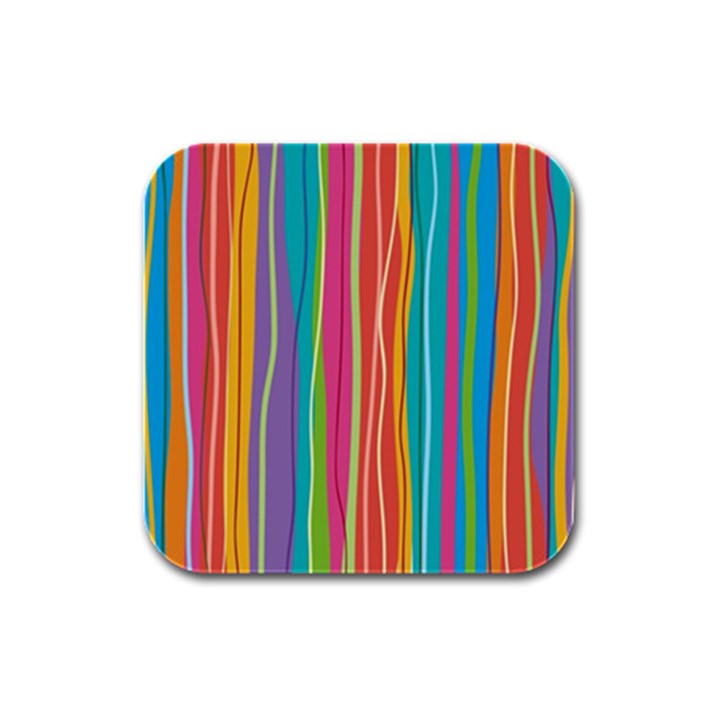 Colorful striped background Rubber Square Coaster (4 pack) 