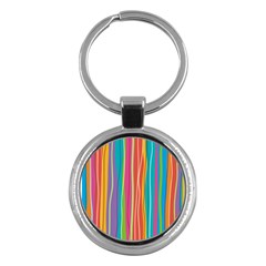 Colorful Striped Background Key Chains (round) 