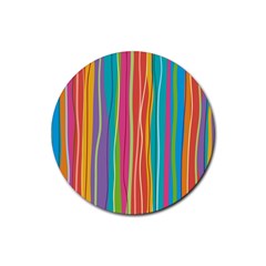 Colorful Striped Background Rubber Coaster (round) 