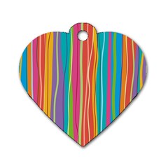 Colorful Striped Background Dog Tag Heart (one Side) by TastefulDesigns