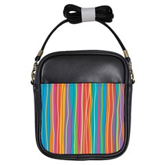 Colorful Striped Background Girls Sling Bags by TastefulDesigns