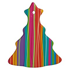 Colorful Striped Background Ornament (christmas Tree)  by TastefulDesigns