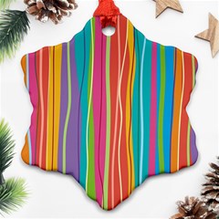 Colorful Striped Background Snowflake Ornament (two Sides) by TastefulDesigns