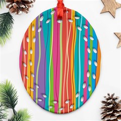 Colorful Striped Background Oval Filigree Ornament (two Sides) by TastefulDesigns