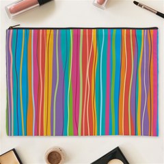 Colorful Striped Background Cosmetic Bag (xxxl)  by TastefulDesigns