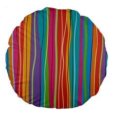 Colorful Striped Background Large 18  Premium Round Cushions by TastefulDesigns