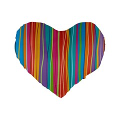 Colorful Striped Background Standard 16  Premium Heart Shape Cushions by TastefulDesigns