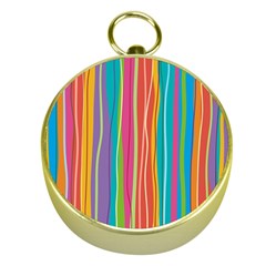 Colorful Striped Background Gold Compasses by TastefulDesigns