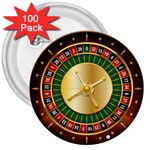 Casino Roulette Clipart 3  Buttons (100 pack)  Front